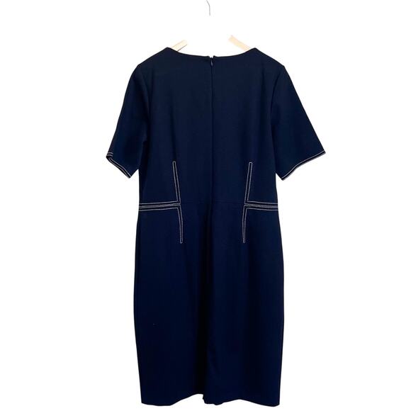 Talbots Sheath Dress Size 16 Black Contrast Stitching Classic Office Capsule - Picture 2 of 9